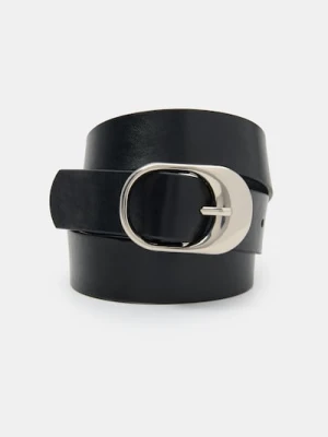 Sinsay - Pasek z metalową klamrą - czarny