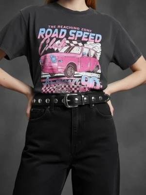 Sinsay - Pasek z ozdobnymi ćwiekami i metalową klamrą - czarny