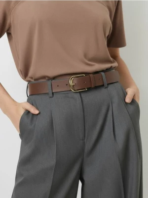 Sinsay - Pasek ze złotą klamrą - brązowy