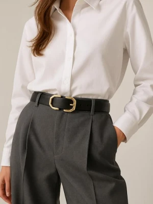 Sinsay - Pasek ze złotą klamrą - czarny