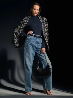 Sinsay - Pasek ze złotą klamrą - czarny