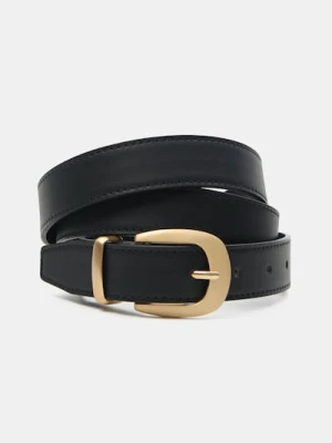 Sinsay - Pasek ze złotą klamrą - czarny