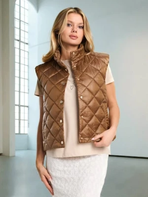 Sinsay - Pikowana kamizelka - brązowy