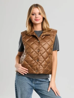 Sinsay - Pikowana kamizelka - brązowy