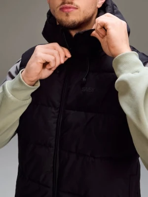 Sinsay - Pikowana kamizelka puffer z kapturem - czarny