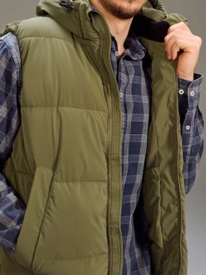 Sinsay - Pikowana kamizelka puffer z kapturem - khaki