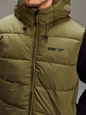 Sinsay - Pikowana kamizelka puffer z kapturem - zielony