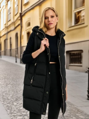 Sinsay - Pikowana kamizelka z kapturem - czarny