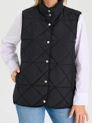 Sinsay - Pikowana kamizelka ze stójką - czarny