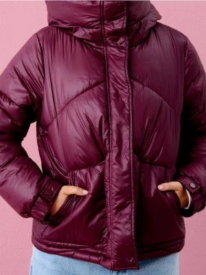 Sinsay - Pikowana kurtka puffer - bordowy