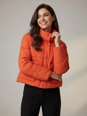 Sinsay - Pikowana kurtka puffer - pomarańczowy