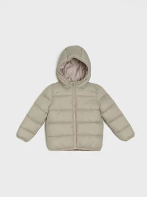 Sinsay - Pikowana kurtka puffer z kapturem - beżowy