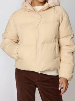 Sinsay - Pikowana kurtka puffer z kapturem - brązowy