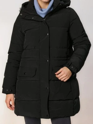 Sinsay - Pikowana kurtka puffer z kapturem - czarny