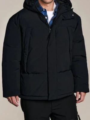 Sinsay - Pikowana kurtka puffer z kapturem - czarny