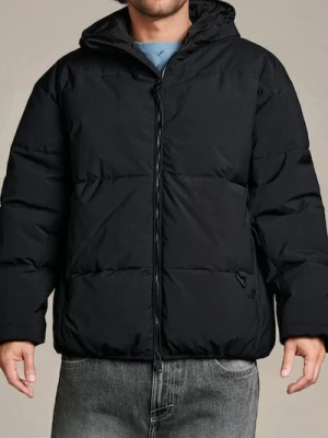 Sinsay - Pikowana kurtka puffer z kapturem - czarny