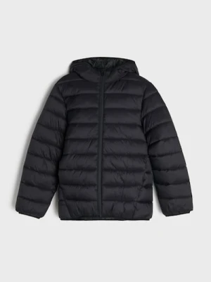 Sinsay - Pikowana kurtka puffer z kapturem - czarny