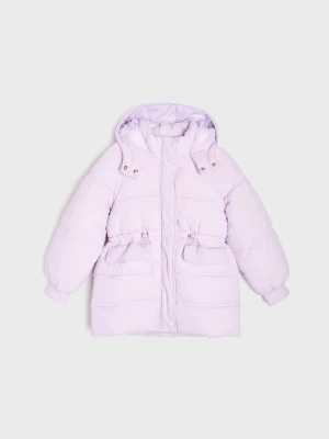 Sinsay - Pikowana kurtka puffer z kapturem - fioletowy