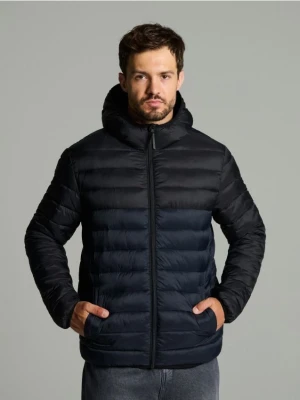 Sinsay - Pikowana kurtka puffer z kapturem - granatowy
