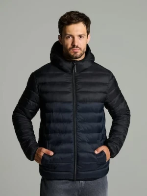 Sinsay - Pikowana kurtka puffer z kapturem - granatowy