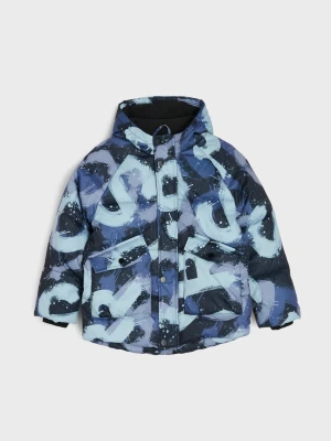 Sinsay - Pikowana kurtka puffer z kapturem - granatowy