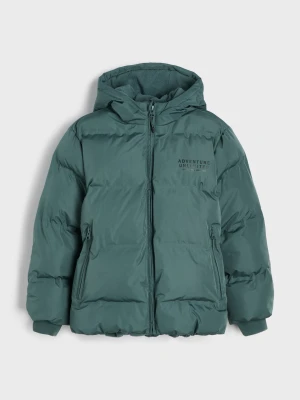 Sinsay - Pikowana kurtka puffer z kapturem - green spruce