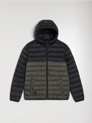 Sinsay - Pikowana kurtka puffer z kapturem - khaki