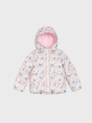 Sinsay - Pikowana kurtka puffer z kapturem - kremowy