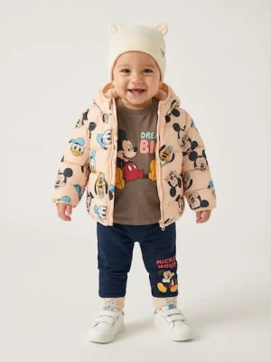 Sinsay - Pikowana kurtka puffer z kapturem Mickey Mouse - beżowy