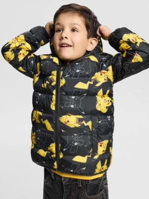 Sinsay - Pikowana kurtka puffer z kapturem Pokémon - czarny