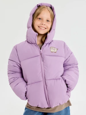 Sinsay - Pikowana kurtka puffer z kapturem Pusheen the Cat - fioletowy