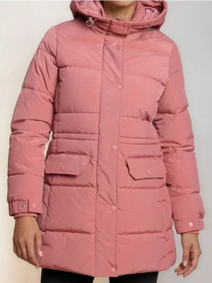Sinsay - Pikowana kurtka puffer z kapturem - różowy