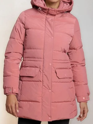 Sinsay - Pikowana kurtka puffer z kapturem - różowy