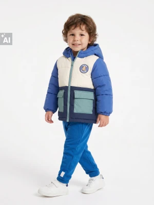Sinsay - Pikowana kurtka puffer z kapturem - wielobarwny
