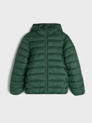 Sinsay - Pikowana kurtka puffer z kapturem - zielony