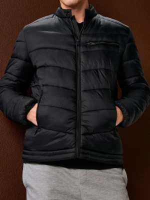 Sinsay - Pikowana kurtka puffer ze stójką - czarny