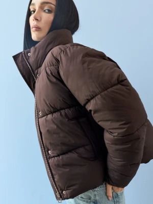 Sinsay - Pikowana kurtka puffer ze stójką - czerwony