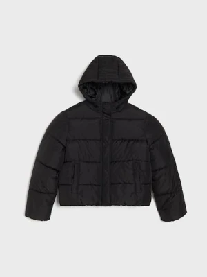 Sinsay - Pikowana kurtka z kapturem - czarny
