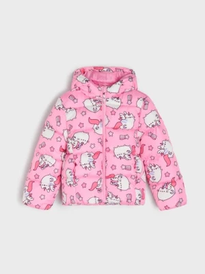 Sinsay - Pikowana kurtka z kapturem i nadrukiem allover Pusheen The Cat - różowy