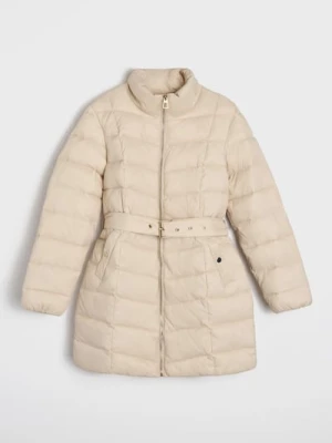 Sinsay - Pikowana kurtka z kapturem - kremowy