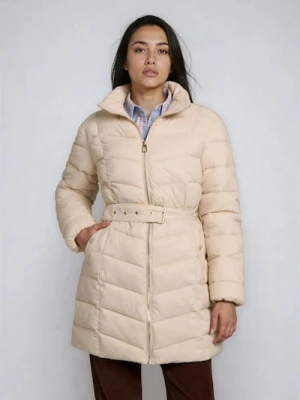 Sinsay - Pikowana kurtka z kapturem - kremowy