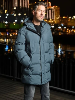 Sinsay - Pikowana kurtka z kapturem - szary