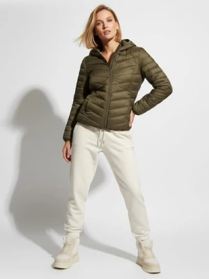 Sinsay - Pikowana kurtka z kapturem - zielony