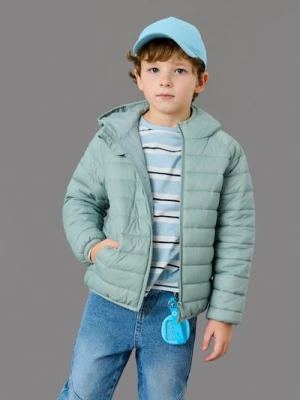 Sinsay - Pikowana kurtka z kapturem - zielony