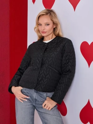 Sinsay - Pikowana przejściowa kurtka bez kaptura - czarny