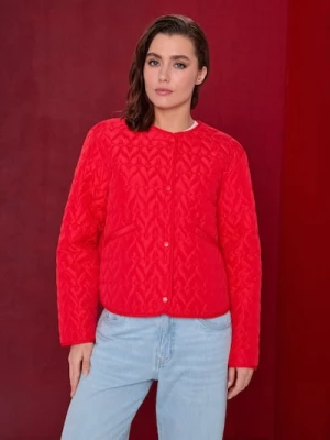 Sinsay - Pikowana przejściowa kurtka bez kaptura - czerwony