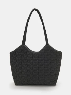 Sinsay - Pikowana torba shopper - czarny