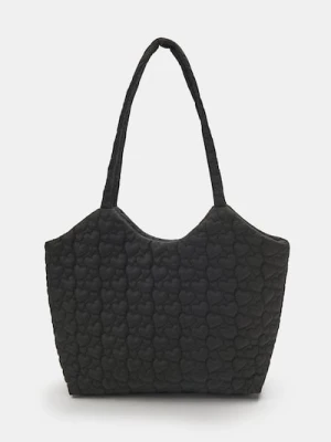 Sinsay - Pikowana torba shopper - czarny
