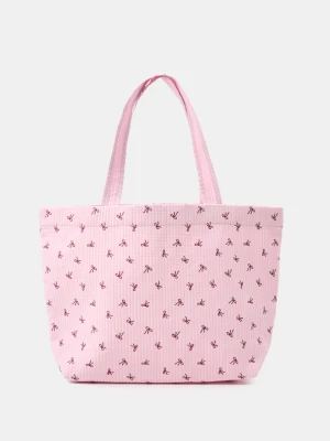 Sinsay - Pikowana torba shopper w kokardki - różowy