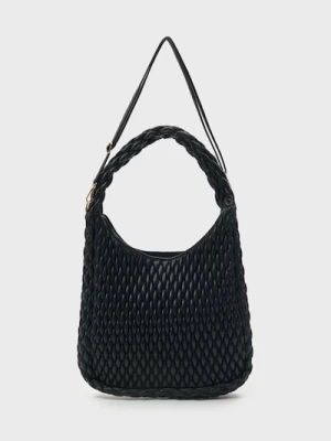 Sinsay - Pikowana torebka hobo - czarny